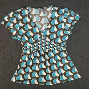 Apt. 9 Empire Tie Top Brown & Blue Dots M
